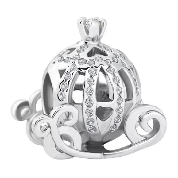 925 Silver Cinderella Pumpkin Carriage Charm - Picture 1 of 2